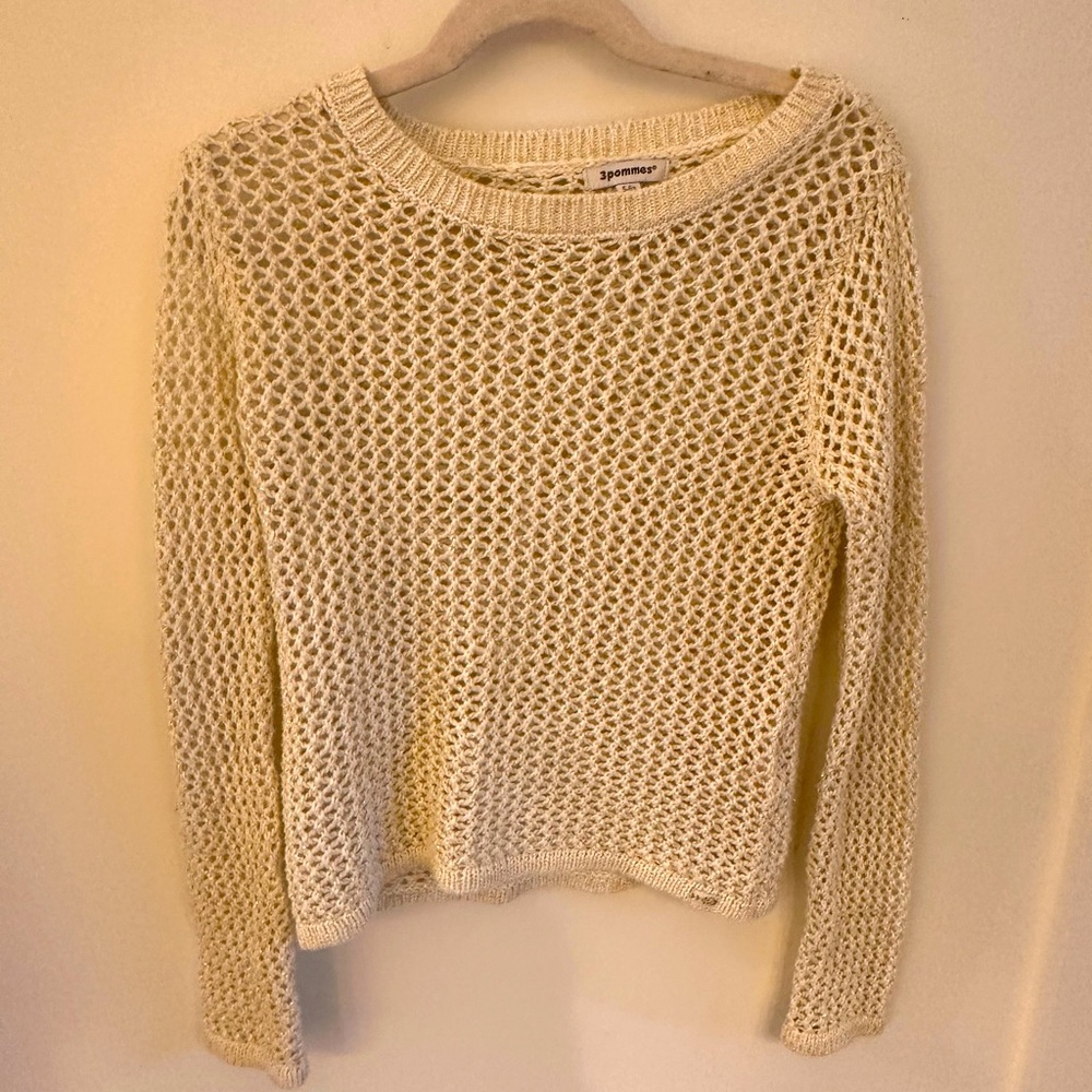 3pommes girls open knit style sweater sz. 5-6